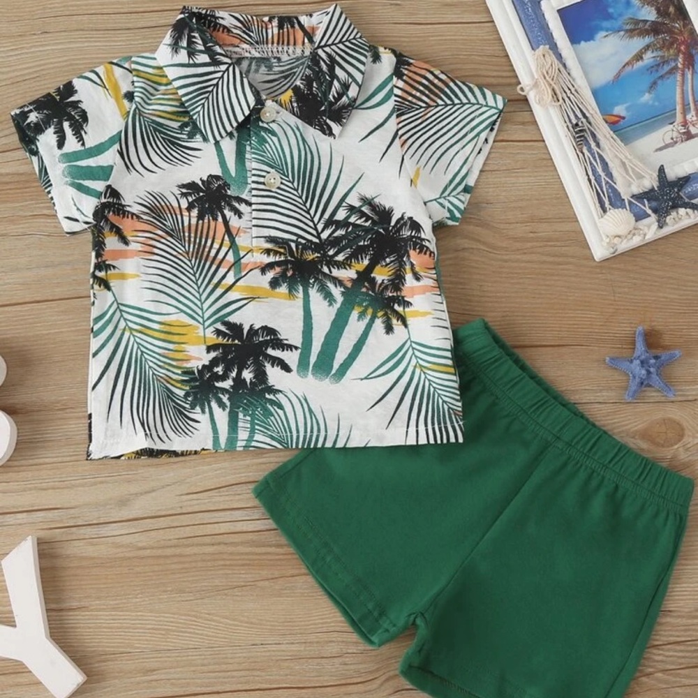 Baby palm tree shirt and shorts